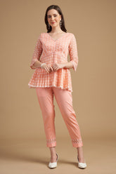 Ivory Thread Embroidered Tuic Jacket with Pant